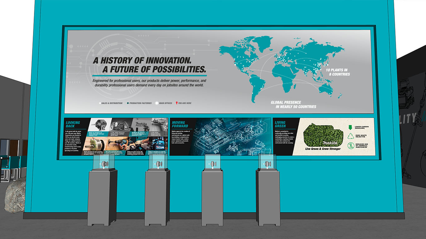Makita Reno Training Center 3D Render History Wall